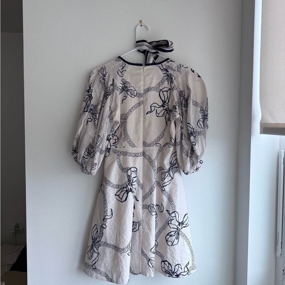 Zimmermann navy/white puffer sleeve dress size 0 - Picture 4 of 5